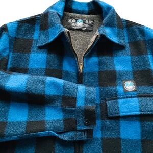 VTG Swandri Buffalo Plaid Wool Jacket Men's XL Zip Up Jacket Blue Black XOS NZ